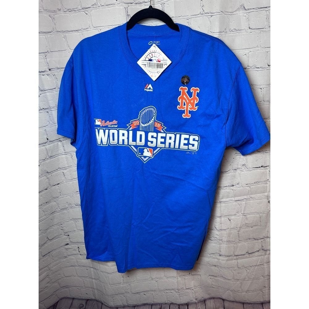 Majestic NY Mets World Series T-Shirt MLB Baseball Graphic Tee Large